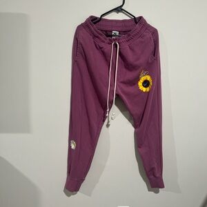 Nike Purple Sweatpants with Sunflower Design